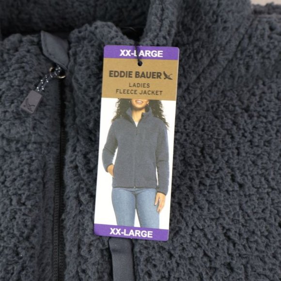 Eddie Bauer Jacket Womens XXL Gray Fleece Full Zip Outerwear Long Sleeve - Picture 5 of 7